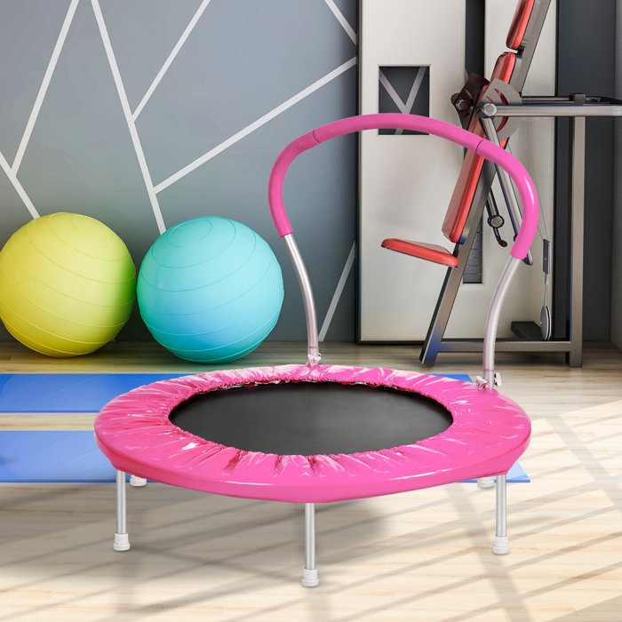 Peach Leaf 36" Foldable Round Indoor Kid Trampoline with Handlebar Wayfair